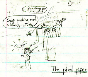 The Pied Piper (doodles, Pen on notebook paper, 1990-??-??)