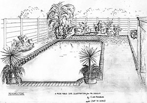 Douglas (perspective) (plans, Pens, color highlighters, and color pencils on drafting paper, 1988-09-??)