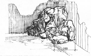 Goldswain (side view) (plans, Pens, color highlighters, and color pencils on drafting paper, 1988-09-??)