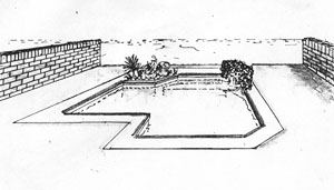 Reinholtz (perspective) (plans, Pens, color highlighters, and color pencils on drafting paper, 1988-09-??)